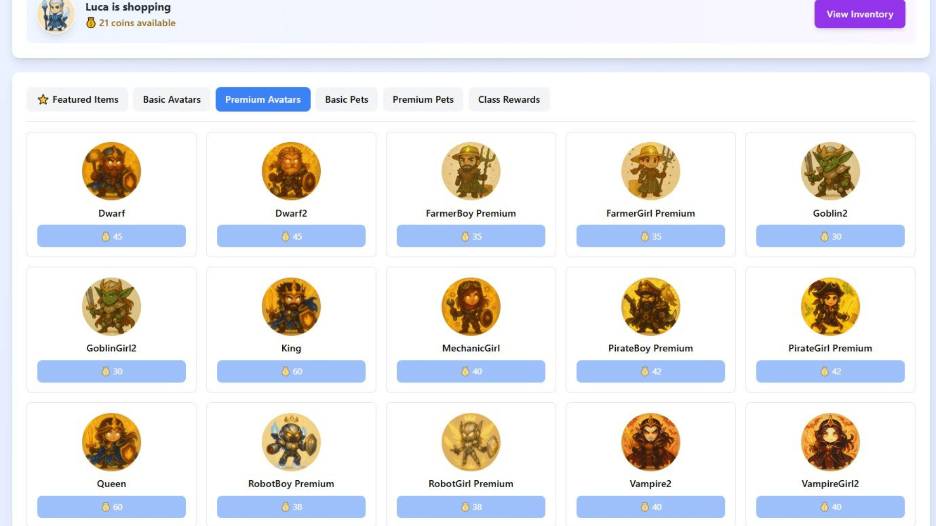 Reward System & Shop